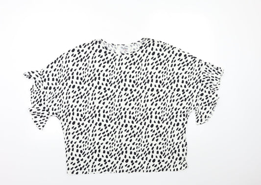 STYLE TEX Womens White Animal Print  Basic T-Shirt Size 12