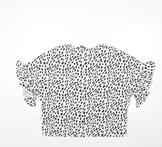 STYLE TEX Womens White Animal Print  Basic T-Shirt Size 12