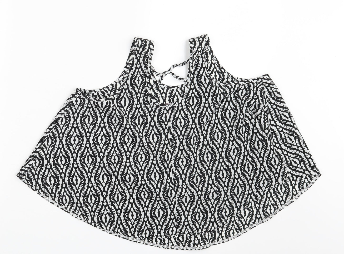 YD Girls Black Argyle/Diamond  Basic Blouse Size 11-12 Years