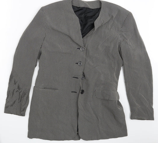 Preworn Womens Black Polka Dot  Jacket Blazer Size 12