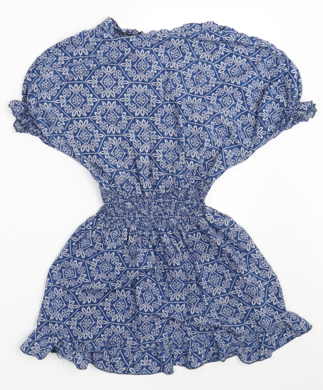 Preworn Womens Blue Floral  Basic Blouse Size S