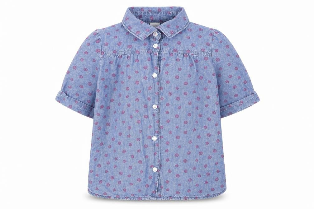 carters Girls Blue Geometric  Basic Button-Up Size 5 Years