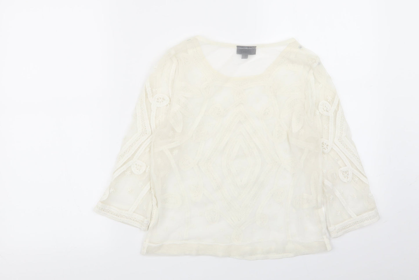 Topshop Womens Ivory Geometric  Basic T-Shirt Size 8