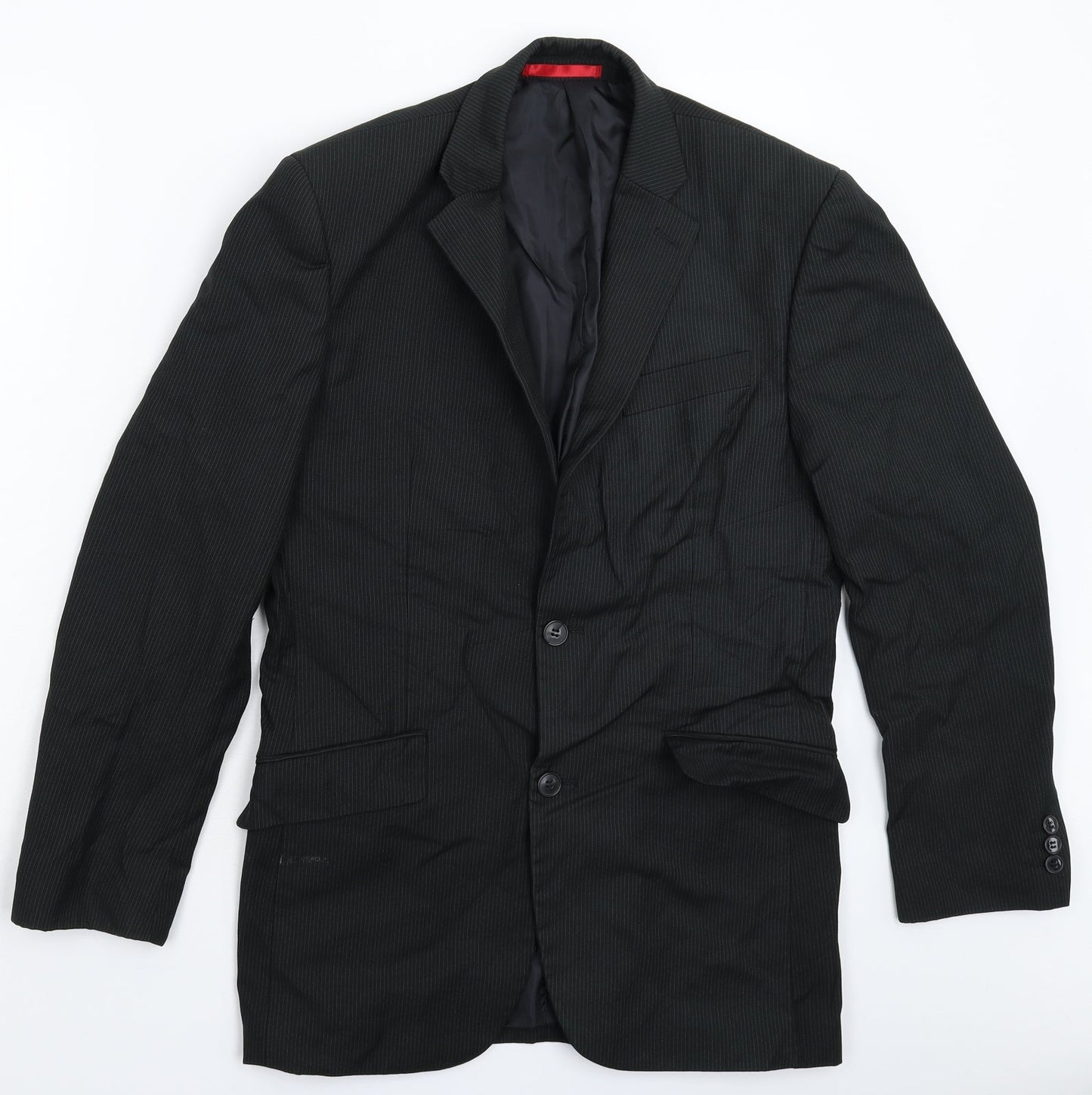 Burton Mens Black Striped  Jacket Suit Jacket Size 36