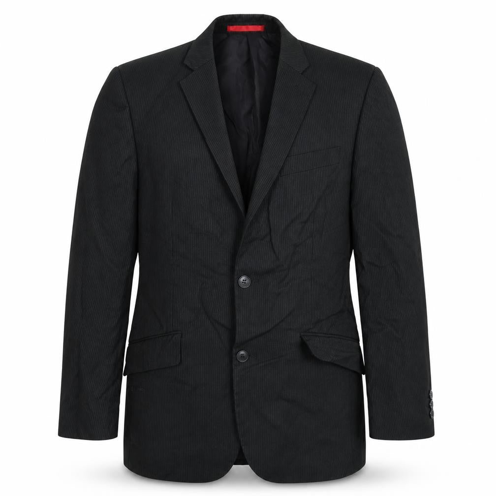 Burton Mens Black Striped  Jacket Suit Jacket Size 36