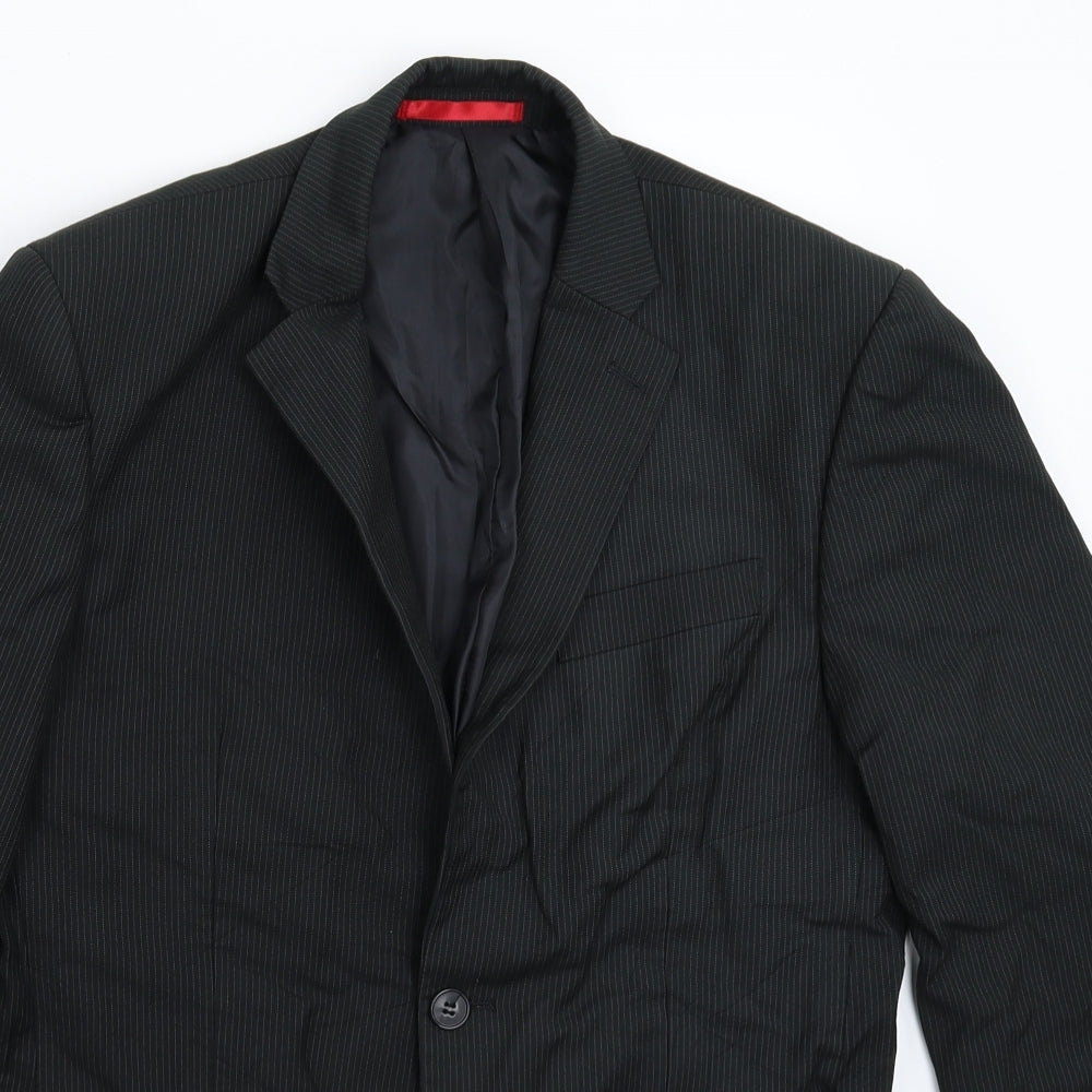 Burton Mens Black Striped  Jacket Suit Jacket Size 36