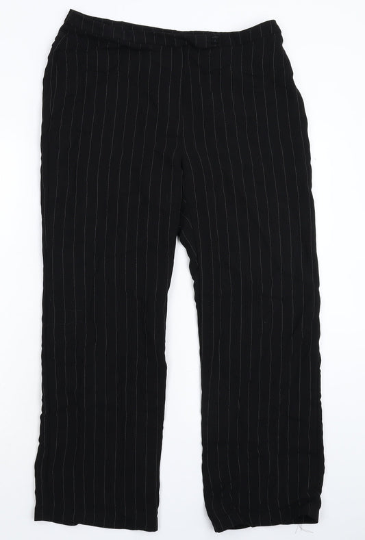 Preworn Womens Black Striped  Dress Pants Trousers Size 32 in L29 in