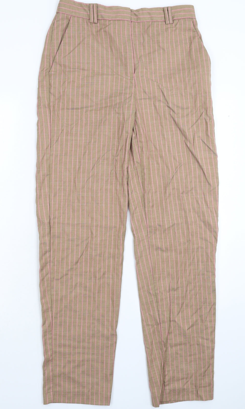 Marks and Spencer Womens Grey Striped  Dress Pants Trousers Size 8 L31 in