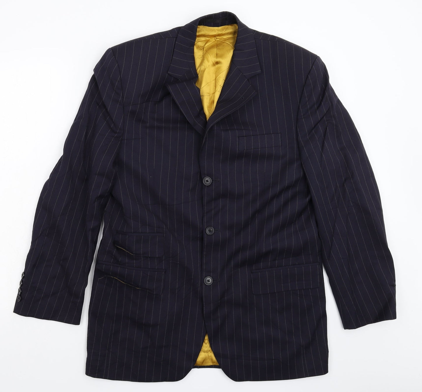 The Suit Room Mens Blue Striped  Jacket Suit Jacket Size 38