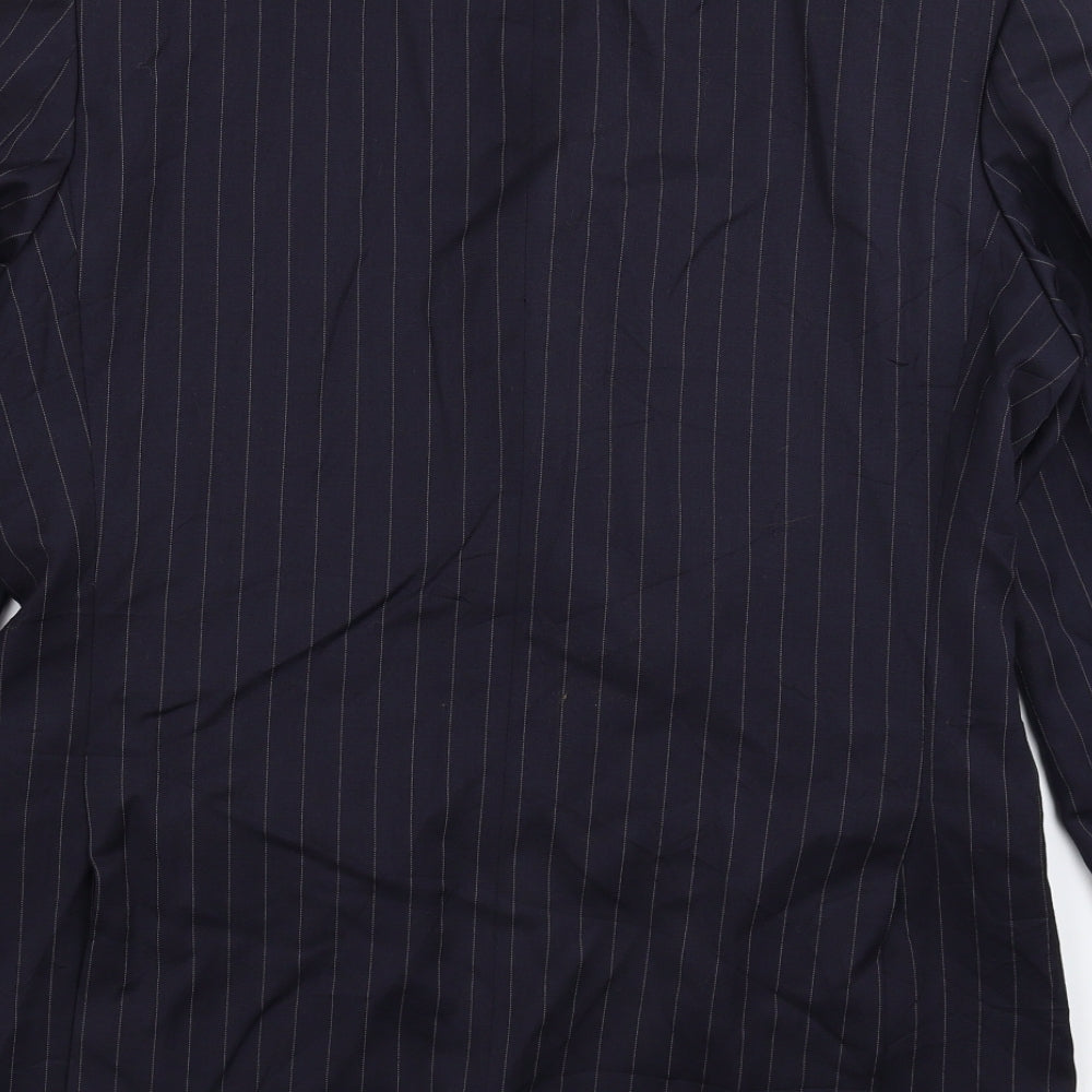 The Suit Room Mens Blue Striped  Jacket Suit Jacket Size 38