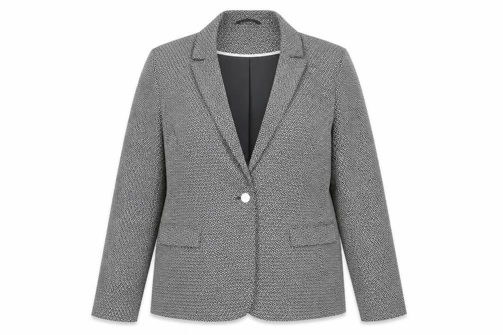 TU Womens Black Geometric  Jacket Blazer Size 14