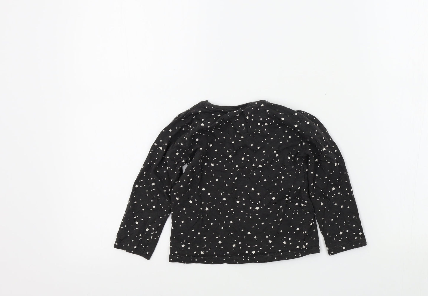 Preworn Girls Black Geometric  Basic T-Shirt Size 2-3 Years