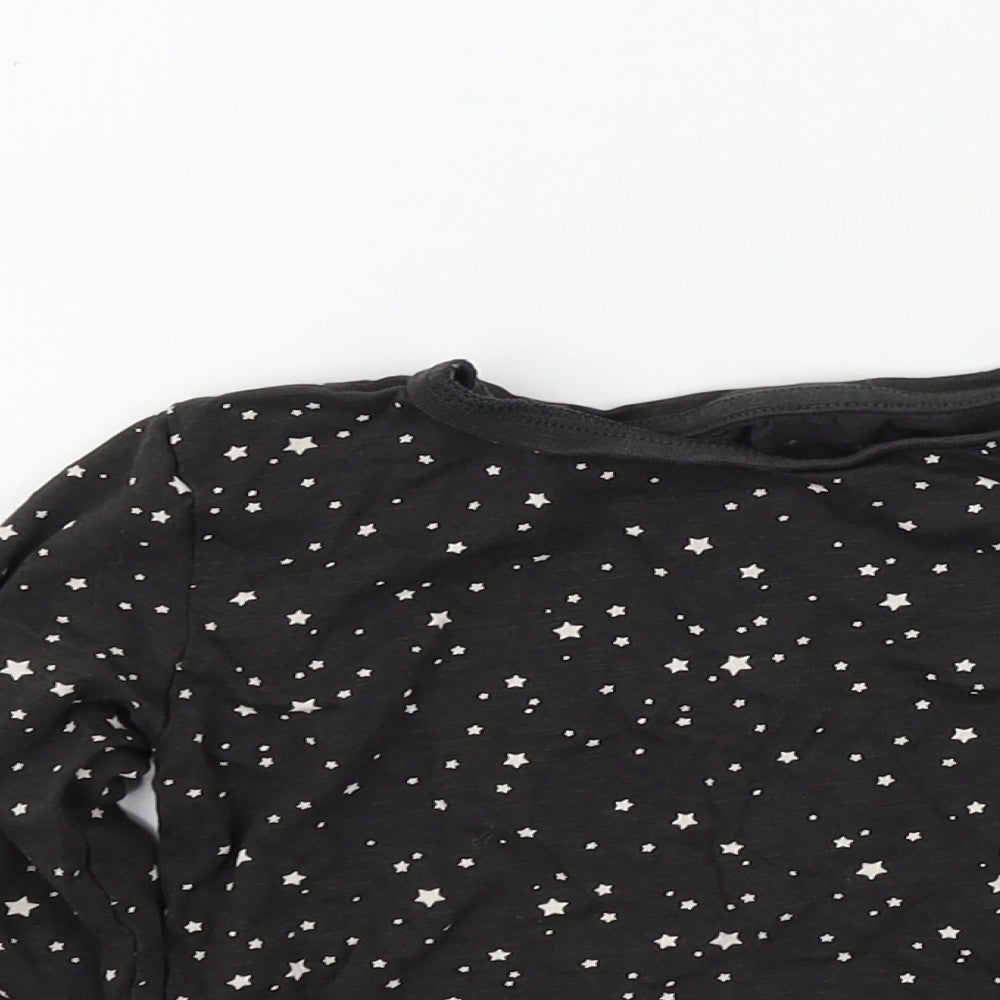 Preworn Girls Black Geometric  Basic T-Shirt Size 2-3 Years