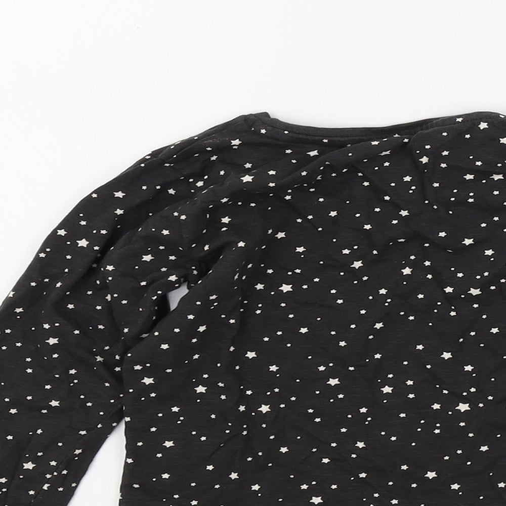 Preworn Girls Black Geometric  Basic T-Shirt Size 2-3 Years