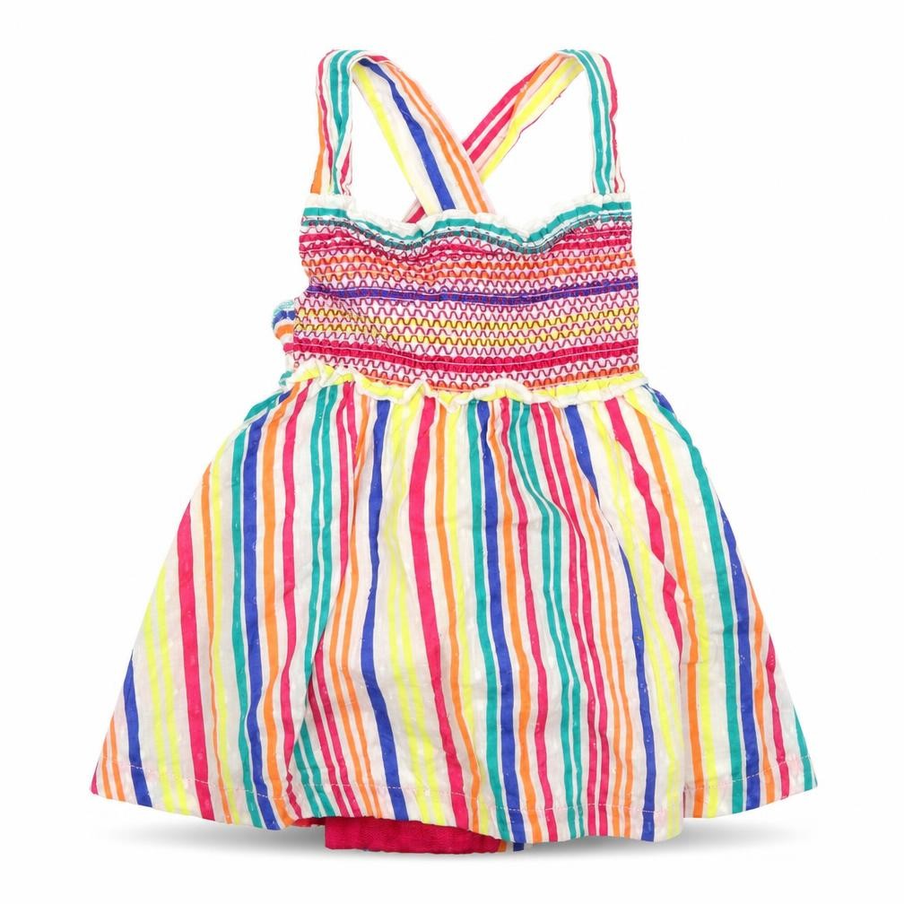 Front view of George girls’ multicoloured striped tank dress, size 12-18, months