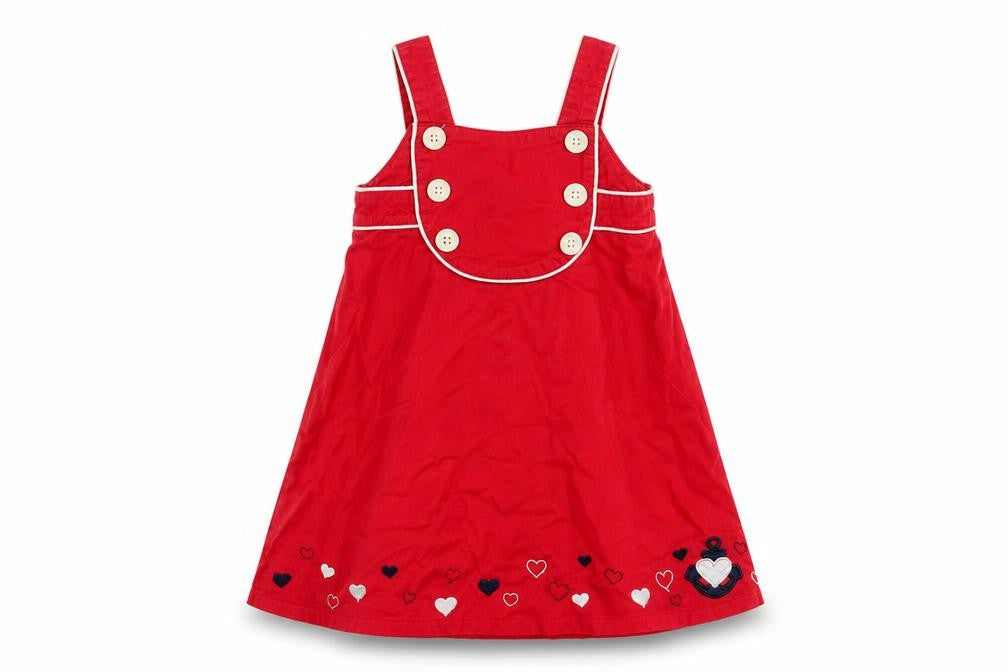 Front view of Topalina girls’ red tank dress, size 12, months