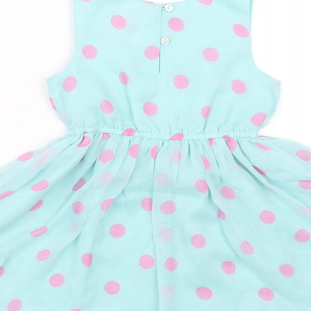 E-vie Angel Girls Blue Polka Dot  Tank Dress  Size 2 Years