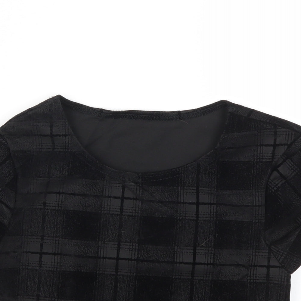 Preworn Womens Black Check  Basic T-Shirt Size 8