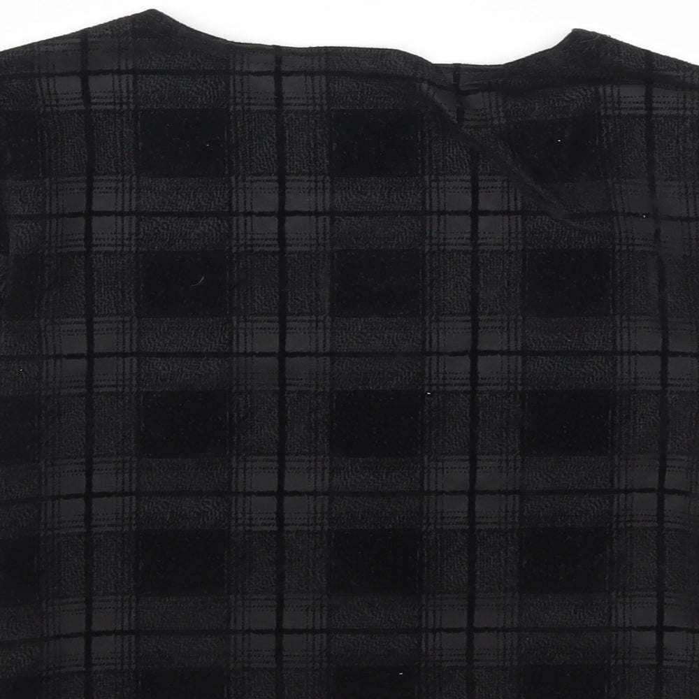 Preworn Womens Black Check  Basic T-Shirt Size 8