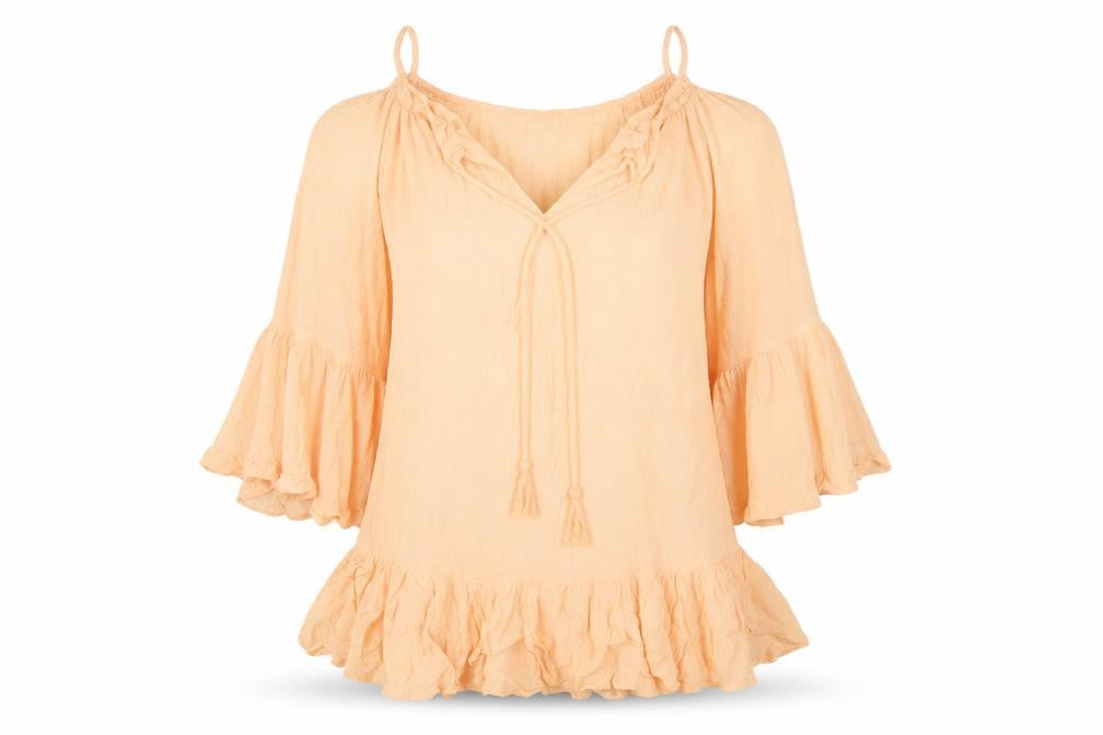 Front view of Missguided women’s pink tunic blouse, size UK 10