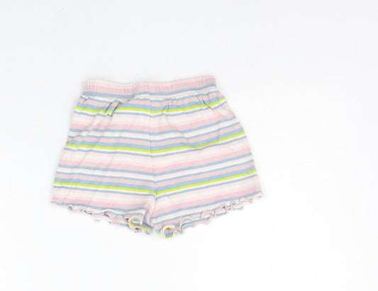 NEXT Girls Pink Striped  Cut-Off Shorts Size 2 Years - Elastic Waist Band