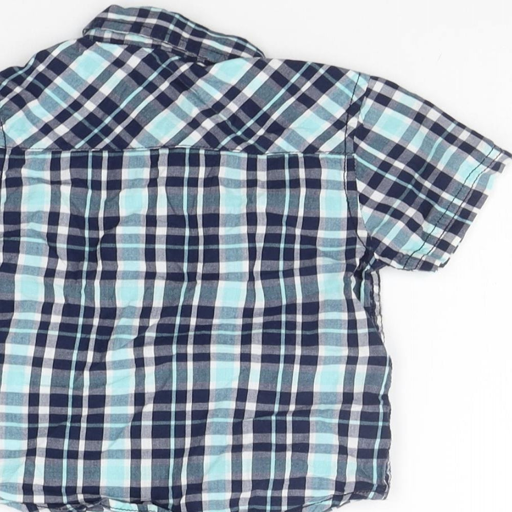 Primark Girls Blue Check  Basic T-Shirt Size 12-18 Months