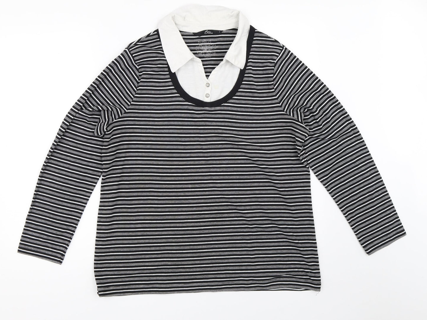BM Womens Black Striped  Pullover Jumper Size L