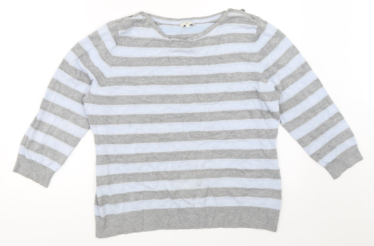 Country Casuals Womens Grey Striped  Pullover Jumper Size XL