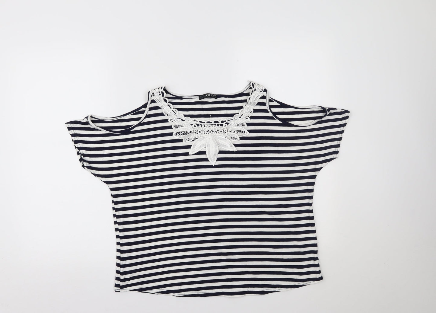 Quiz Womens Blue Striped  Basic Blouse Size 16