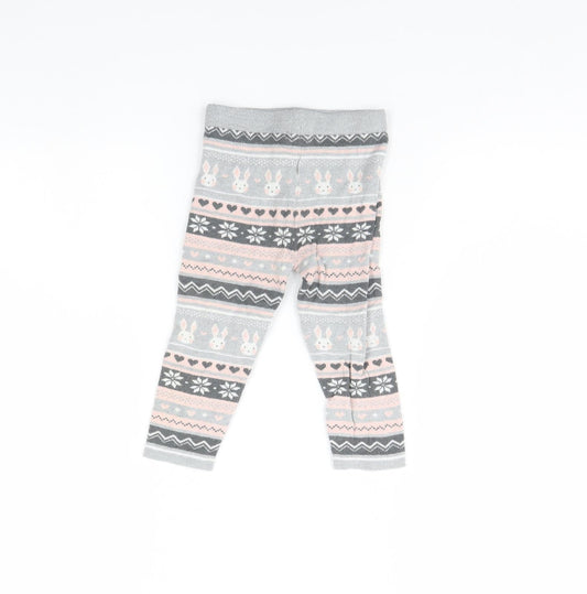 Primark Girls Grey Striped  Capri Trousers Size 2 Years - Rabbit