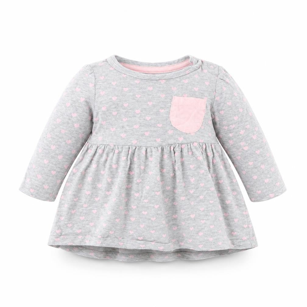 Front view of Early Days girls’ grey spotted basic blouse, size 0-3, months