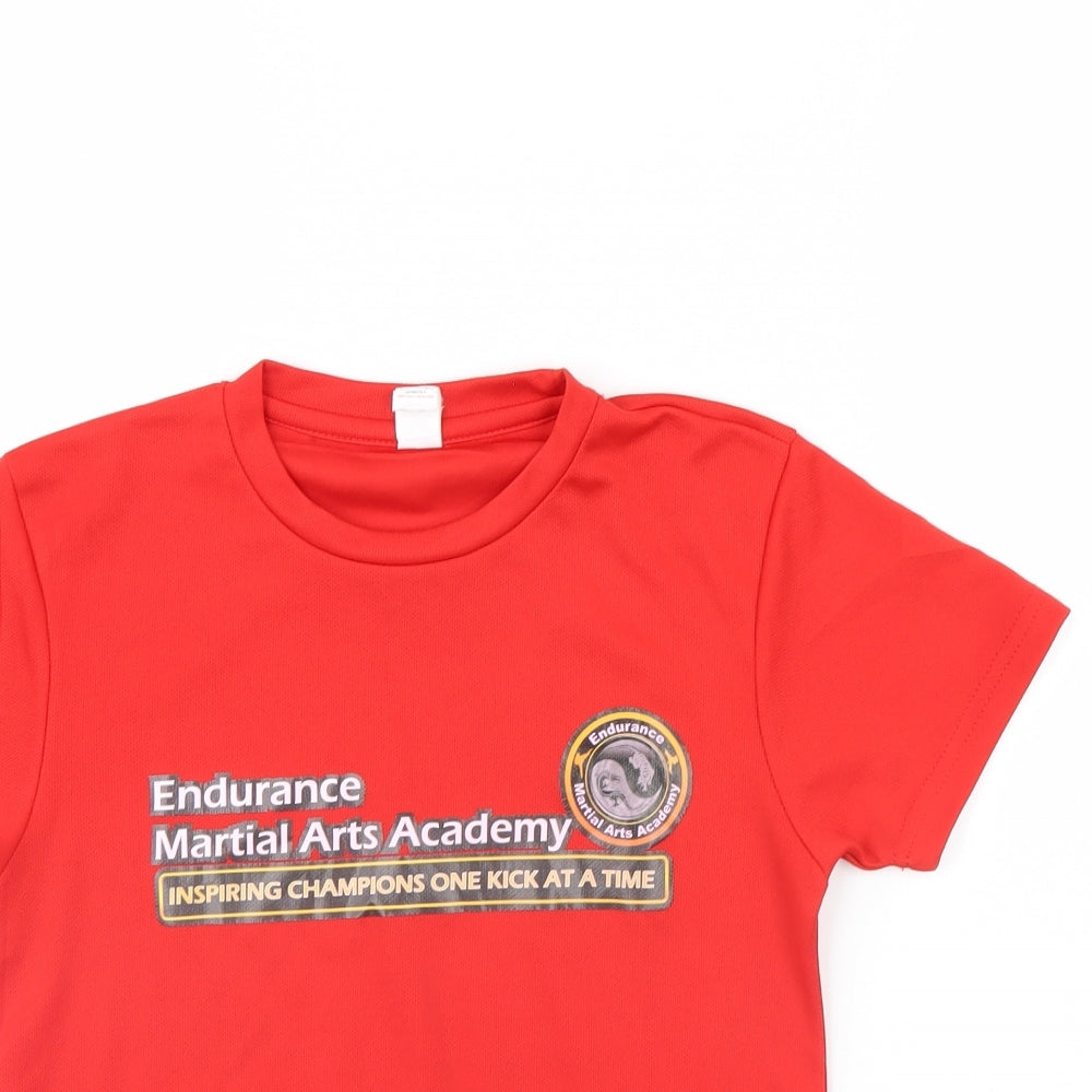 Preworn Boys Red   Basic T-Shirt Size 7 Years  - martial arts
