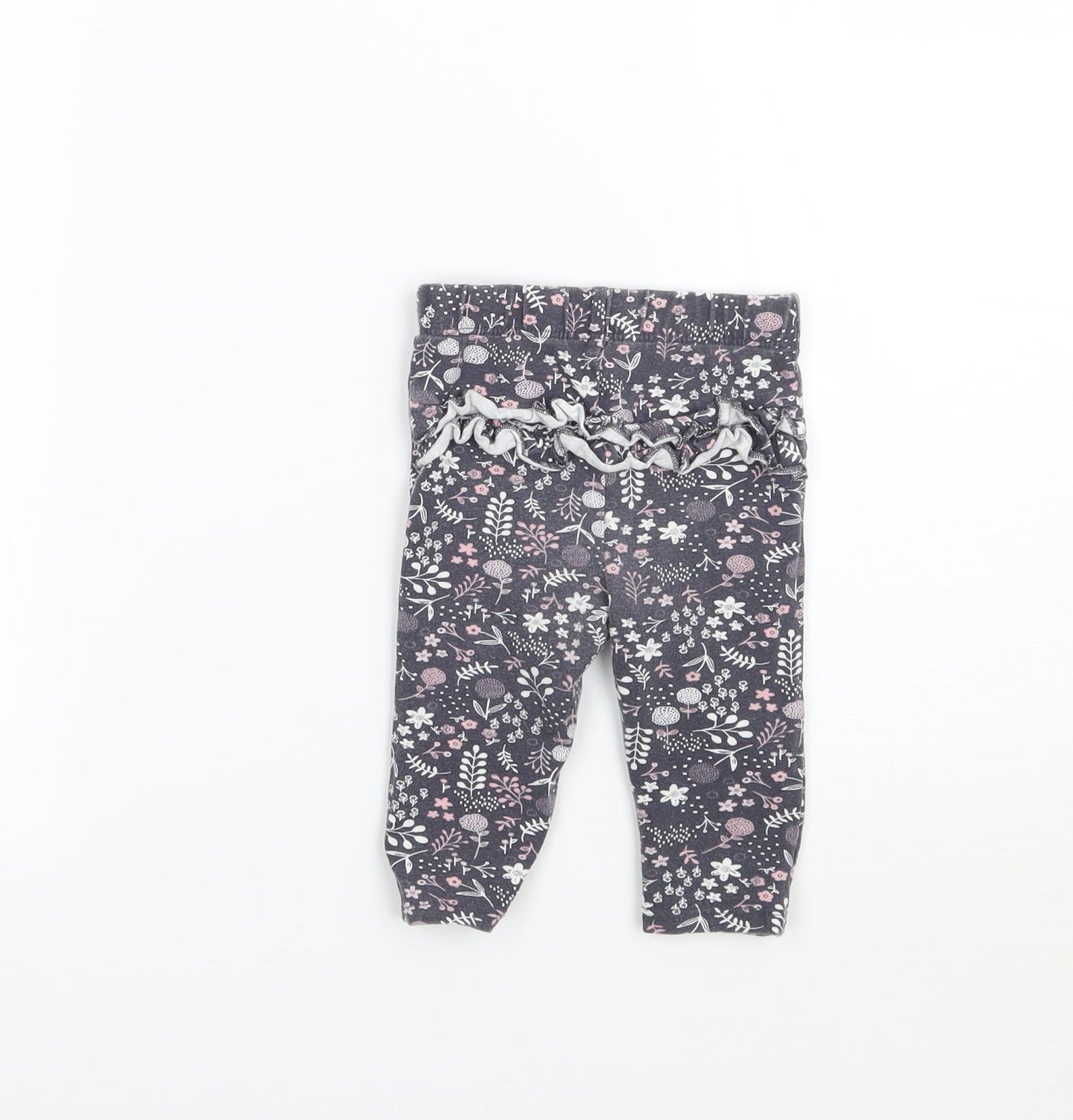 George Girls Grey Floral  Capri Leggings Size 3-6 Months