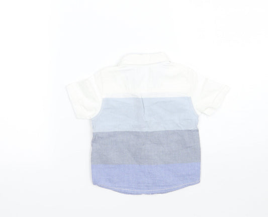 F&F Boys Blue Striped  Basic Button-Up Size 3-6 Months