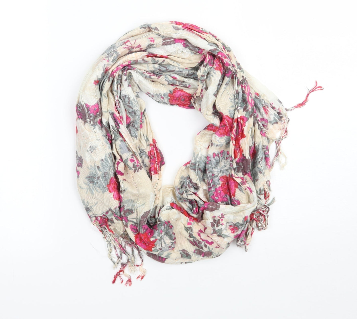 Preworn Womens Beige Floral   Scarf