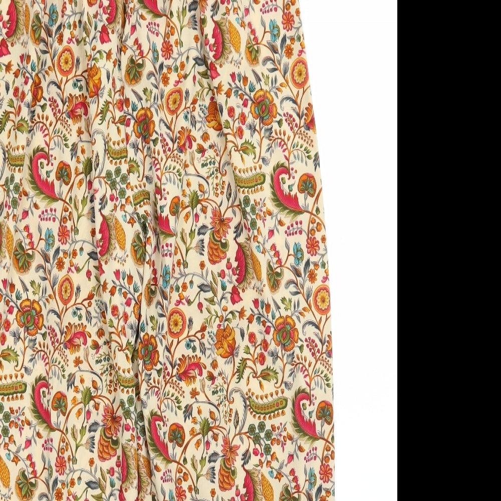 Preworn Womens Beige Floral  Bloomer Trousers Size 8 L29 in