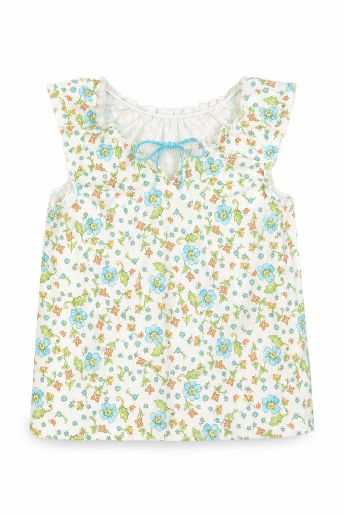 Front view of Gap girls’ white floral basic t-shirt, size 18-24, months