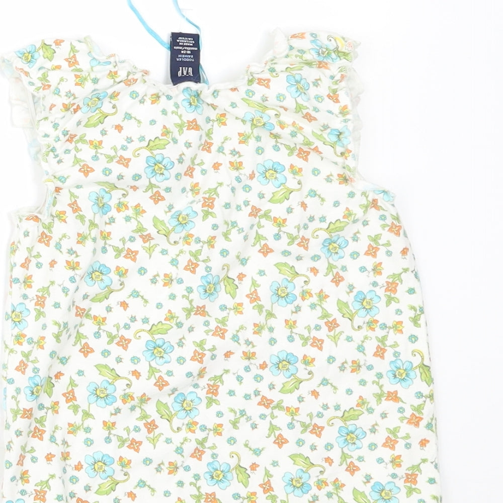 Gap Girls White Floral  Basic T-Shirt Size 18-24 Months