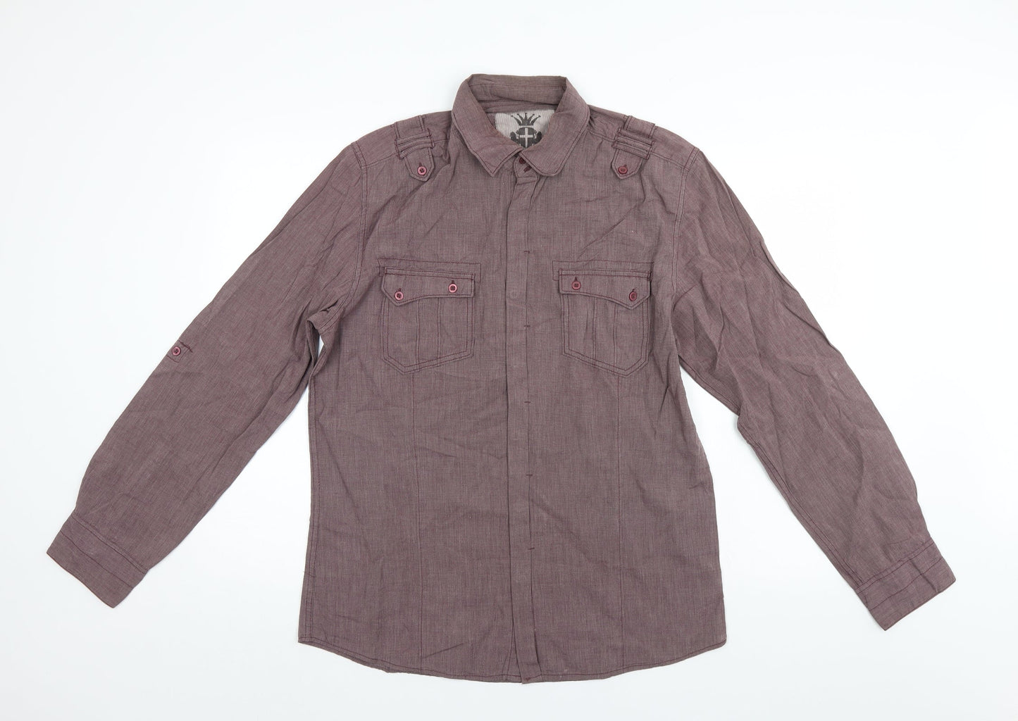 Lime Mens Purple    Button-Up Size L