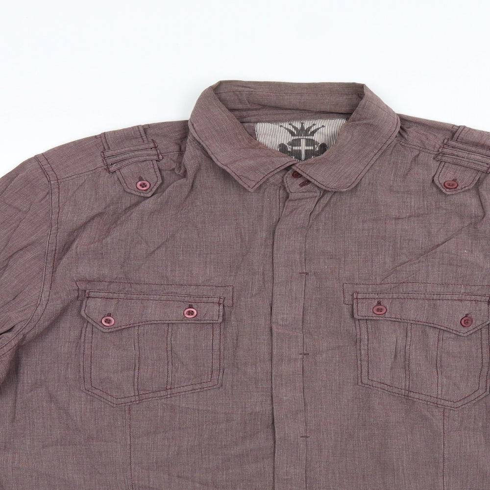 Lime Mens Purple    Button-Up Size L
