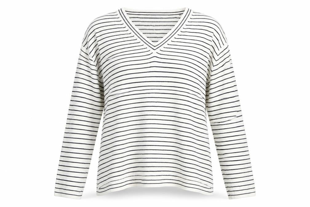 M&S Womens White Striped  Pullover Jumper Size M