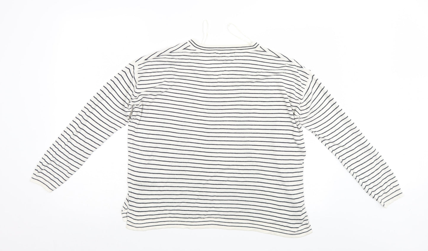 M&S Womens White Striped  Pullover Jumper Size M