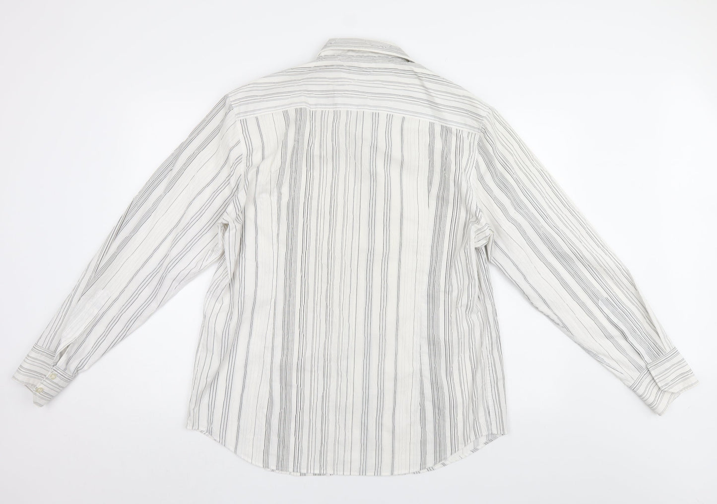 Burton Mens White Striped   Button-Up Size L