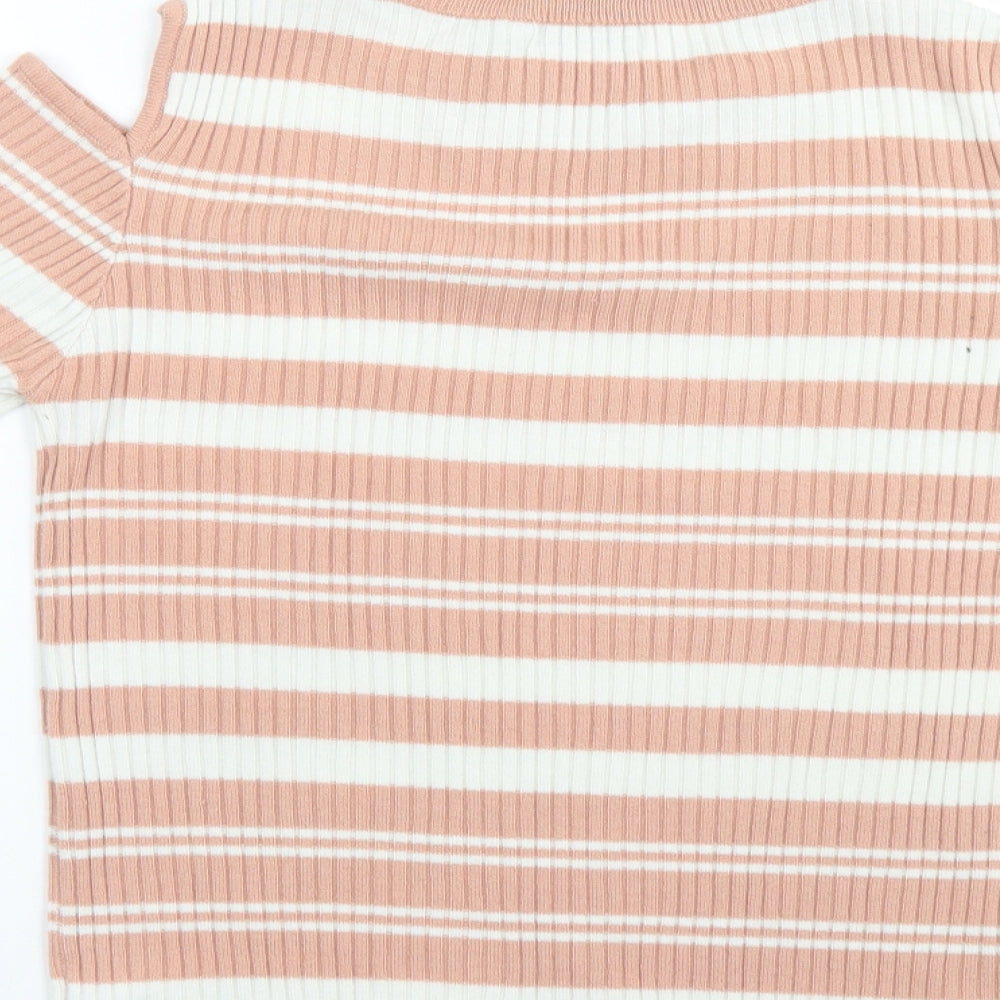 Brave Soul Womens Pink Striped  Pullover Jumper Size 14