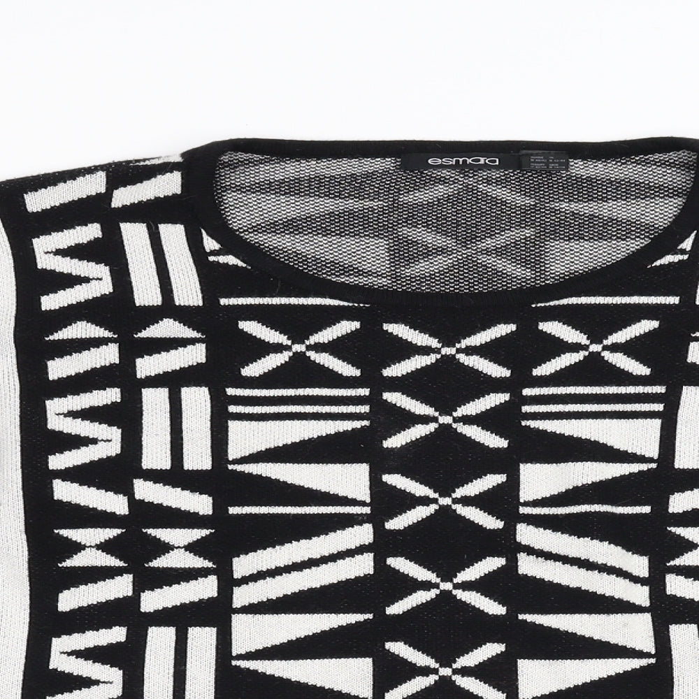 ESMARA Womens Black Geometric Knit Pullover Jumper Size 14