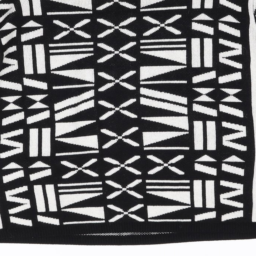 ESMARA Womens Black Geometric Knit Pullover Jumper Size 14