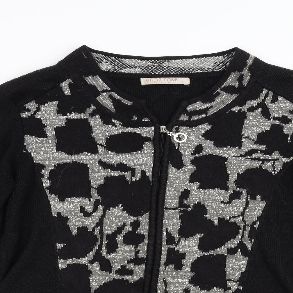 Anna Rose Womens Black Geometric Knit Cardigan Jumper Size S