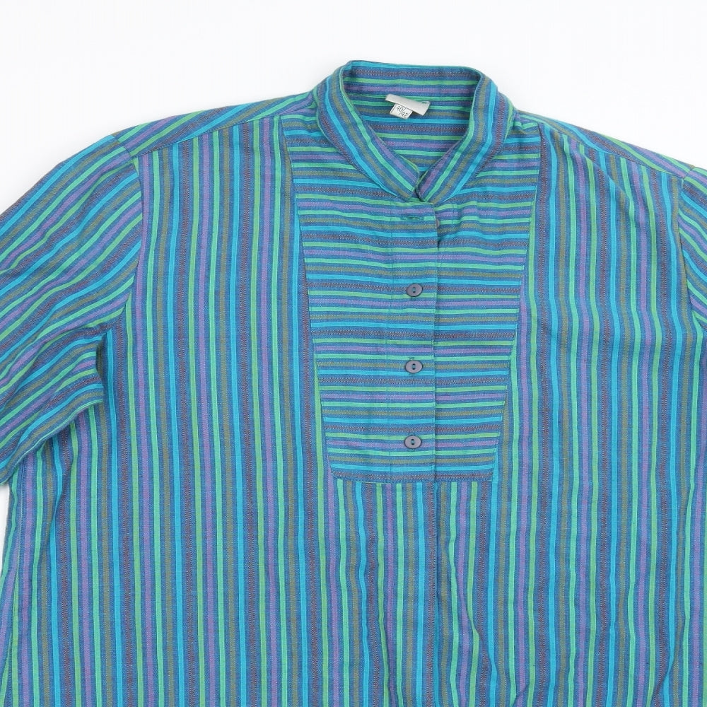 DW Shop Mens Green Striped   Button-Up Size 40