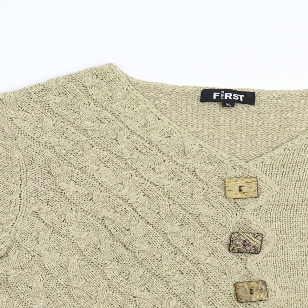 First Avenue Womens Beige  Knit Pullover Jumper Size XL