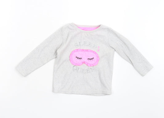 Primark Girls Grey Solid Fleece Top Pyjama Top Size 2-3 Years